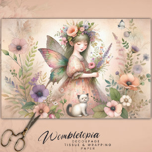Flower Fairy & Schattige Kitten Decoupage Tissuepapier