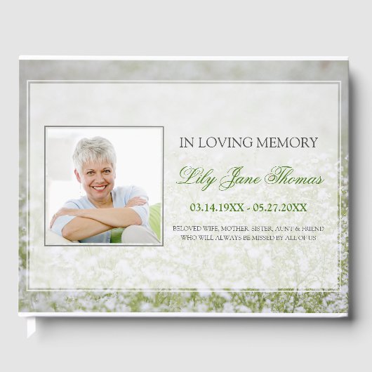 Flower Field Funeral Livre d'invité Memorial Keeps (Recto)