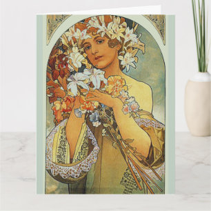 Flower, Fine Art Alphonse Mucha Verjaardag Kaart