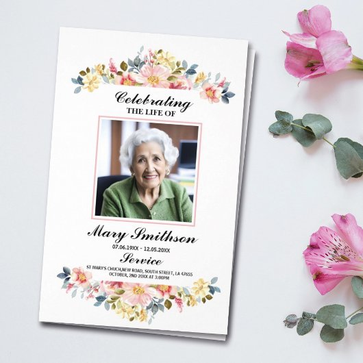 Flower Funeral Order Service Viering van het leven Flyer