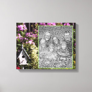Flower Garden Birdhouse Art Creëer Uw eigen foto Canvas Afdruk