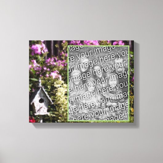 Flower Garden Birdhouse Art Creëer Uw eigen foto Canvas Afdruk (Voorkant)
