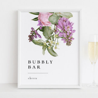 Flower Garden Bridal Shower Bubbly Bar Sign Poster
