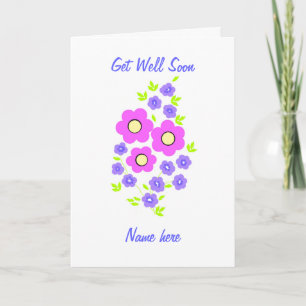 Flower Get Well Soon Kaart naam voorzijde toevoege