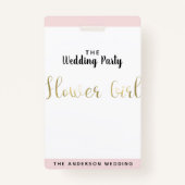 Flower Girl Gold Wedding Party VIP Pass Badge (Devant)
