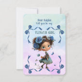 Flower Girl Invitation Floral Blue Watercolor (Devant)