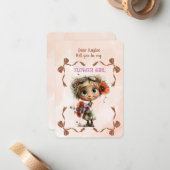 Flower Girl Invitation Floral Blue Watercolor (Devant/Arrière en situation)