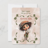 Flower Girl Invitation Floral Brown Watercolor (Devant)