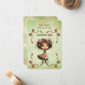 Flower Girl Invitation Floral Green Watercolor Notitiekaartje (Voorkant / Achterkant in situ)