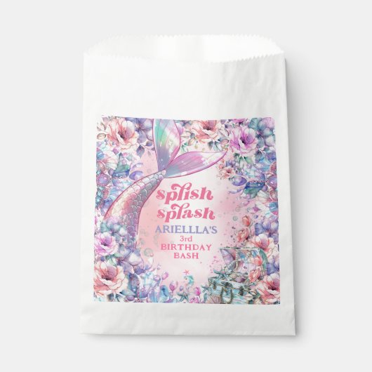Flower Glitter Mermaid Tail 3rd Birthday Bedankzakje (Voorkant)