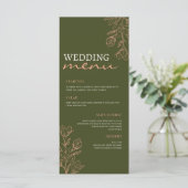 Flower Green Simple Elegance Menu Mariage (Debout devant)