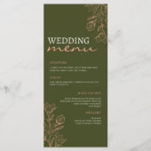Flower Green Simple Elegance Menu Mariage (Devant)