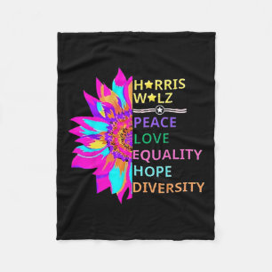 Flower Harris Wheimer 2024 Peace Love Equality Hop Fleece Deken