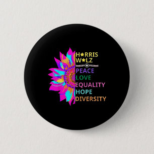 Flower Harris Wheimer 2024 Peace Love Equality Hop Ronde Button 5,7 Cm