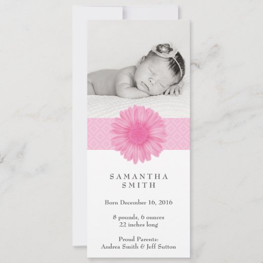 Flower Headband ı Faire-part de naissance 4" x 9,2 (Devant)