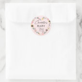 Flower-Heart-Baby shower Ronde Sticker (Tas)