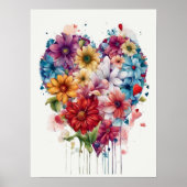 Flower Heart Modern Art Poster (Voorkant)