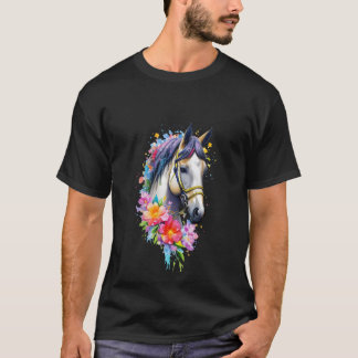 Flower Horse Spring Natuur Paardenliefhebbers Voor T-shirt