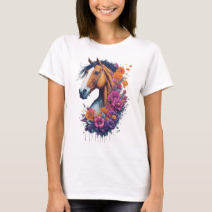 Flower Horse Spring Natuur Paardenliefhebbers Voor T-shirt