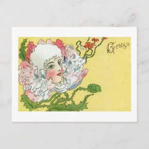 Flower Lady Fantasy, Art Nouveau Gruss Vintage Briefkaart