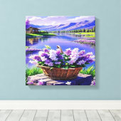 Flower Landscape Digitale Kunst Canvas Afdruk (Insitu (Houten vloer))