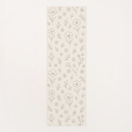 Flower Line Drawing Mindful Minimalist Yogamat