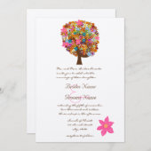 Flower Love Arbre rose Fleur mariage Invitations (Devant / Derrière)