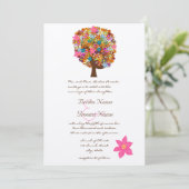 Flower Love Arbre rose Fleur mariage Invitations (Debout devant)