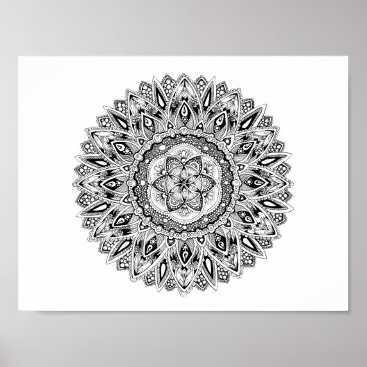 Flower mandala w/seed of life poster (Voorkant)