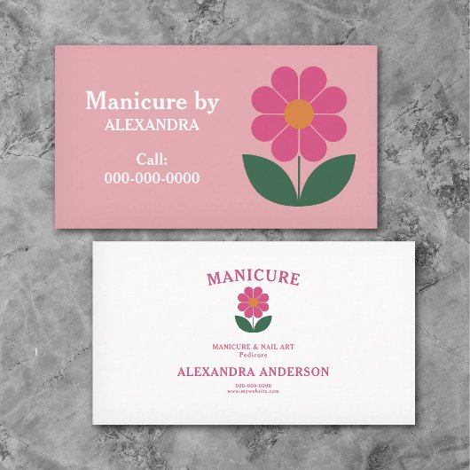 Flower & Manicure Pink Visitekaartje