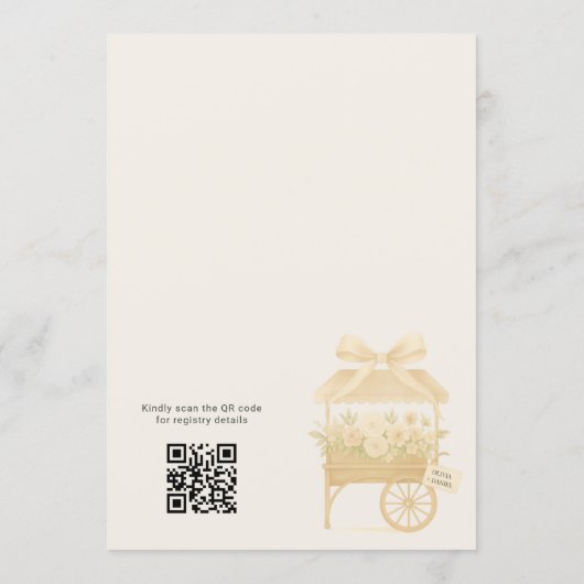 Flower Market Coquette Bow QR Code Bridal Shower Kaart (Achterkant)