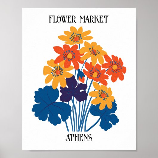 Flower Market Editable Athens Poster (Voorkant)