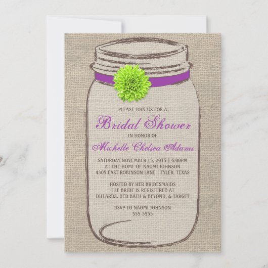 Flower Mason Jar Bridal Shower Kaart (Voorkant)