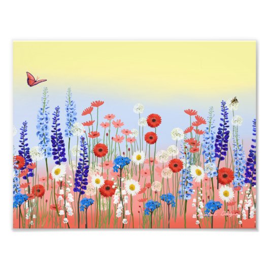 Flower meadow garden wall art poster (Devant)