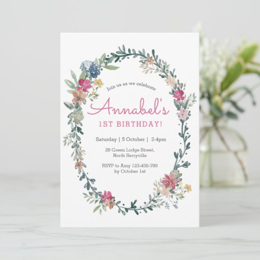 Flower Meadow Invitation d'anniversaire (Debout devant)