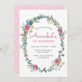 Flower Meadow Invitation d'anniversaire (Devant / Derrière)