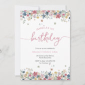 Flower Meadow Invitation d'anniversaire (Devant)