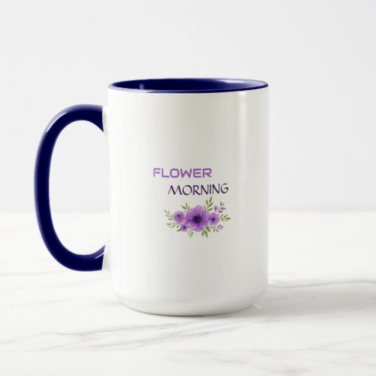 Flower Morning — Elegant Purple Floral Mug Design (Gauche)