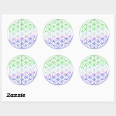 Flower of Life - Groene & Paarse Gradiënt Ronde Sticker (Vel)