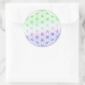 Flower of Life - Groene & Paarse Gradiënt Ronde Sticker (Tas)