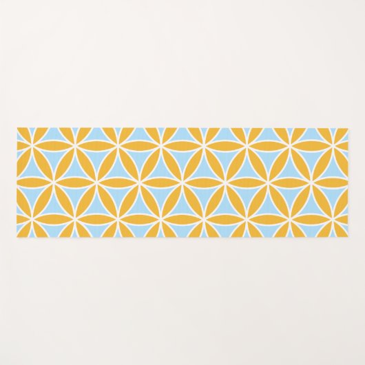 Flower of Life LG Pattern Sinaasappel Wit & Blauw Yogamat (Voorkant (horizontaal))