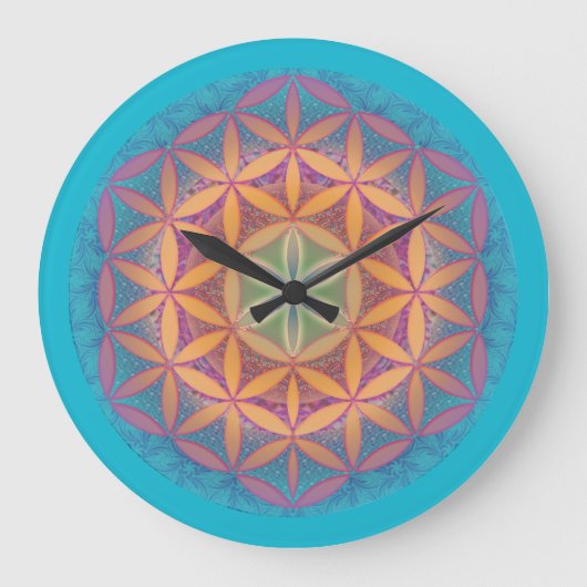 Flower of Life Mandala Wall Clock Grote Klok (Voorkant)