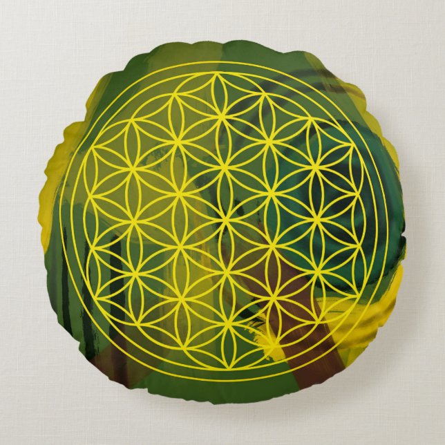 Flower of life rond kussen (Voorkant)