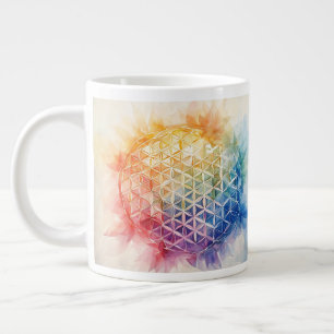 Flower of Life - Waterverf schilderij Extra Grote Beker
