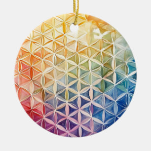 Flower of Life - Waterverf schilderij Keramisch Ornament