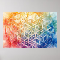 Flower of Life - Waterverf schilderij