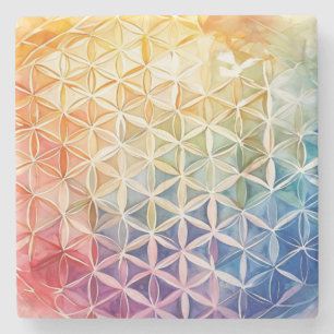 Flower of Life - Waterverf schilderij Stenen Onderzetter