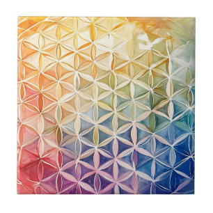 Flower of Life - Waterverf schilderij Tegeltje