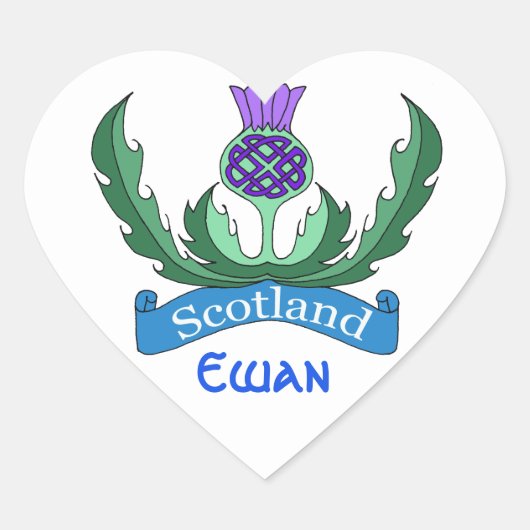 "Flower of Scotland' Heart Sticker (Voorkant)