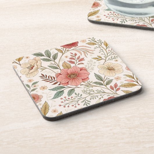 Flower Pattern Pastel Kleur moeder Bier Onderzetter (Linkerzijde)